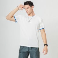 T-shirt décontracté d'été pour jeunes, couleur unie, coupe classique, col rond, manches courtes, respirant, en tissu tricoté écoresponsable Spandex/Coton