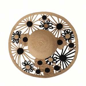 Nouvelle Arrivée 2025 Printemps-Été – Chapeau de Soleil Souple en Paille Raphia à Large Bord pour Femme, Motif Floral Élégant, Idéal Voyage et Plage, Creux et Ajouré - Product Image 6