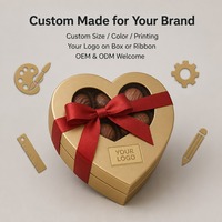 Caja de Regalo de Chocolate en Forma de Corazón Dorada Mate Personalizada con Ventana y Cinta de Acetato, Suministro Directo de Fábrica al por Mayor para Minoristas
