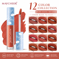 En stock, 12 couleurs, rouge à lèvres liquide mat en velours, longue tenue, haute pigmentation, prix de gros, approvisionnement en vrac, marque privée, maquillage pour les lèvres