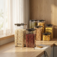 Boîte de conservation alimentaire en PET à étiquette privée avec couvercle hermétique à clipser, pot de rangement personnalisé avec logo pour les produits secs de la cuisine