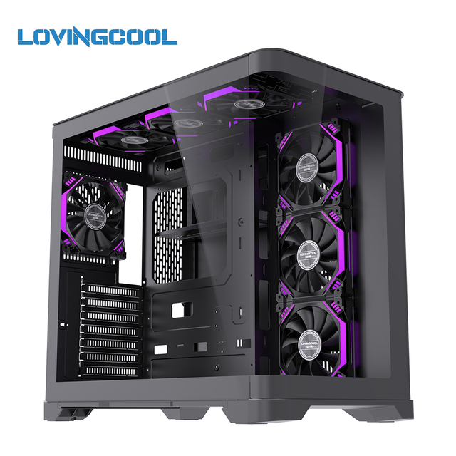 LOVINGCOOL High Quality New Integrated Curved Glass Wide Body ATX Gaming Case Full Tower PC Cabinet Support Water Cooler RGB Fan