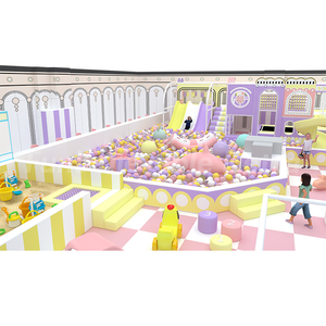 Bettaplay Aire de jeux pour enfants de 180 m², équipement de terrain de jeux intérieur, aire de jeux souple, piscine à balles géante, plastique rose et violet, pays des rêves - Product Image 1