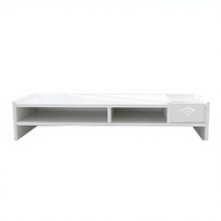 Support de moniteur d'ordinateur de bureau à trois niveaux en plastique, étagère de rangement mobile pour salon