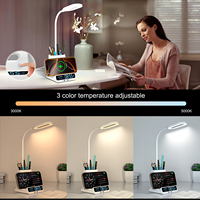 Tidak Tersedia di India Lampu Meja Pengisi Daya Nirkabel Multifungsi 5-in-1 Terbaru dengan Tempat Pena dan Tampilan Jam