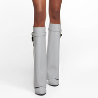 Bottes plates pliables de haute qualité pour femmes, bottes d'hiver, bottes hautes à cadenas pour femmes, vente en gros OEM