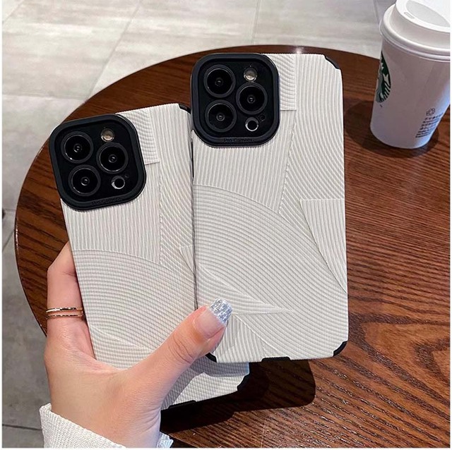 Splicing White Stripe Printing TPU Artificial Leather Mobile Phone Cover Case for Iphone 8 X Xr Xs 11 12 13 14 15 16 17 Pro Max