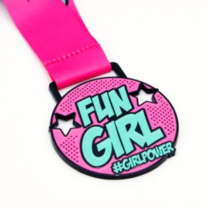เหรียญฟินิเชอร์สำหรับเด็กหญิงวิ่งได้รับความสนุกสนานดีไซน์3D ผลิตตามสั่ง