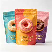 Sachet souple personnalisé imprimé refermable avec fermeture éclair, qualité alimentaire, pour boulangerie, snacks, vente en gros et au détail