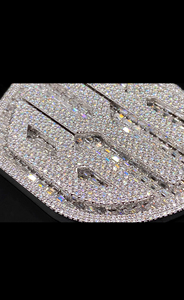 Pendentif personnalisé en argent sterling 925 plaqué or rose avec lettre et diamant taille brillant, pierre blanche hip-hop pour homme - Product Image 5