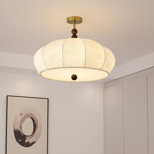 Lampe de chambre à coucher en tissu de style français, lustre de salle à manger rétro américain, éclairage principal vintage d'Asie du Sud-Est - Product Image 2