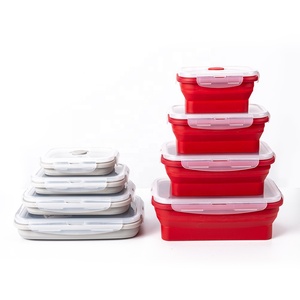 Large Capacitance Portable Folding Bento Box Food Grade Silicone Collapsible Lunch Box