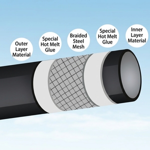 Tuyau composite HDPE renforcé avec armature en treillis métallique en acier de 23,0-29,5 mm, résistant aux chocs, de 28/31 pouces, pour le canalisation des process chimiques - Product Image 3