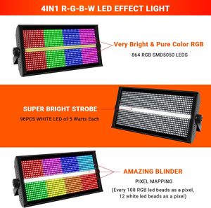 1000W ánh sáng nhấp nháy 8 + 8 <span class=keywords><strong>DMX512</strong></span> kiểm soát Đảng đèn Disco 960LED RGB âm thanh kích hoạt đèn sân khấu cho các sự kiện câu lạc bộ tiệc cưới - Product Image 4