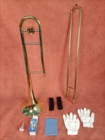 Trombone Ténor Si Bémol en Laiton Laqué Or avec Ensemble Complet d'Accessoires pour Performance Scolaire et de Groupe OEM/ODM