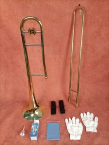 Trombón Tenor en Si Bemol al por Mayor, Cuerpo de Latón Lacado en Oro, Juego Completo de Accesorios, Trombón para Banda Escolar, OEM/ODM - Product Image 3