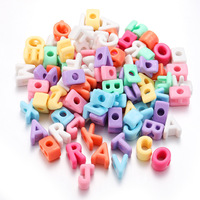 Perles d'alphabet en acrylique multicolores à grand trou, plaquées UV, pour la création de bracelets, colliers, porte-clés et accessoires de bijoux DIY