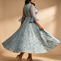 Robe longue décontractée pour femme, nouvelle collection, imprimée, col rond, manches évasées, élégante et noble, idéale pour les soirées.