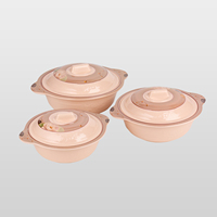 Pot de service en mélamine incassable de qualité alimentaire, empilable, motif floral, anti-rayures, avec couvercle et deux poignées