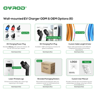 Chargeur EV 7KW Ovrod TYPE2, station de recharge EV monophasée 32A, boîtier mural de haute qualité, alimentation directe d'usine, étanche IP65