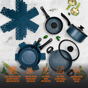 Juego de Ollas de Cerámica Antiadherente de 13 Piezas, Color Azul, de Alta Calidad, con Tapas de Vidrio, Resistentes al Lavavajillas y al Horno, Aptas para Cocina de Gas - Product Image 2