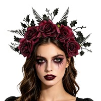 Penjualan Terlaris Bando Bunga Mawar Gothic Daun Hitam Pesta Cosplay Halloween