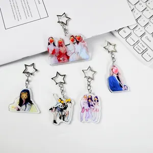 Custom Acrylic Keychain Epoxy Korea Idol Acrylic Key Chain Printed Plastic Kpop Acrylic Keyring