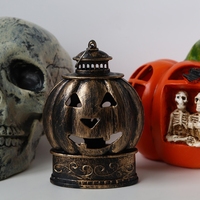 Halloween-Kürbislampen-Harzstatue, individuelle Figurenherstellung – handgeschnitzte LED-Gruseldeko für Feiertagspartys und Spukhäuser