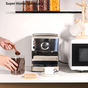 Cao Bán Thân Thiện Với Môi Và Chịu Nhiệt Cao Borosilicate Thủy Tinh Thủ Công Thực Phẩm Lưu Trữ Jar 5 Miếng Với Nắp Tre - Product Image 5