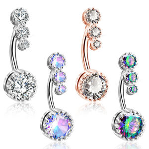 2025 élégant nombril anneau tendance sexe cristal nombril <span class=keywords><strong>banane</strong></span> 316l chirurgical en acier inoxydable corps Piercing bijoux en gros - Product Image 2