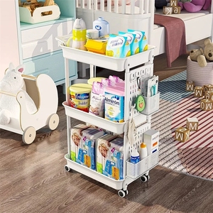 Trung Quốc cung cấp nhà 3 Tier nhựa tiện ích giỏ hàng di động xe đẩy giỏ hàng lưu trữ cán giỏ hàng với xử lý - Product Image 4