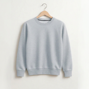 เสื้อสเวตเชิ้ตคอกลมแบบพื้นฐานสำหรับผู้ชาย |   เสื้อพูลโอเวอร์ผ้าฟลีซสีฟ้าพาสเทล |   ขายส่งเสื้อผ้าฝ้าย 100% เป็นมิตรกับสิ่งแวดล้อม พร้อมโลโก้ด้านหน้า ไซส์ XXS รับผลิตแบบ OEM/ODM - Product Image 1