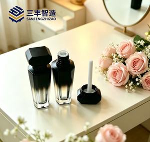 Black Gradient Acrylic <b>Lip</b> <b>Gloss</b> Tube 5ml Screw Cap Frosted Surface Cosmetic Packaging Unique Design Private Label - Product Image 1
