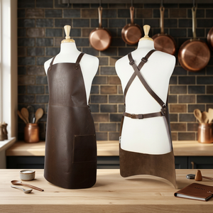 Leather Bib <b>Apron</b> Classic <b>Work</b> Style Durable With Cross Back Straps For Workshop - Product Image 5
