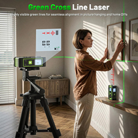 Mètre laser numérique compact rechargeable 4-en-1 200 pieds avec lignes croisées vertes, mesure de surface/volume/Pythagore/nivellement, modèle TLM60