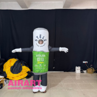Costume de bouteille de marche gonflable, marionnette gonflable de canette de bière