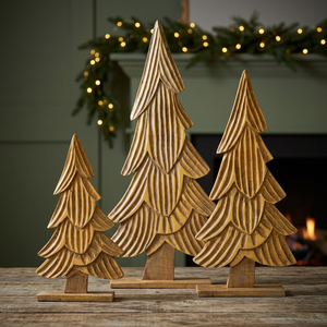 Handmade Wooden Christmas Tree Tabletop Decoration Standing Holiday Ornament for Living Room <b>Desk</b> Decor - Product Image 1