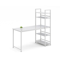 Bureau d'ordinateur plat polyvalent en forme de L pour bureau à domicile avec étagères
