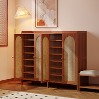Meuble à chaussures en bambou Honvidora pour la maison, rangement multi-niveaux grande capacité, quatre portes, style luxe léger, étagère autoportante