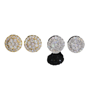 Pendientes de Hombre de Hip Hop con Diamantes de Imitación Moissanite Redondos con Corte Brillante VVS, Chapados en Oro Rosa sobre Plata de Ley - Product Image 1