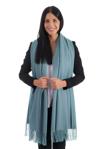 100% Inner Mongolia Lambswool Plain Weave Blanket Scarf <b>Cream</b> Solid Color Jumbo <b>Shawl</b> - Product Image 2