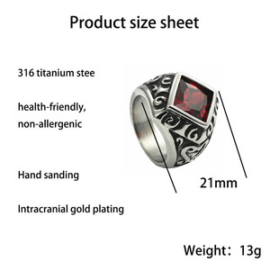 yunnique Men's <b>Titanium</b> Steel <b>Ring</b> Geometric Retro Punk Bezel Setting Multi Color Stone Jewelry Gift 29085 - Product Image 5