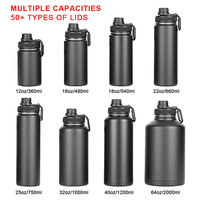 Gourde personnalisable en acier inoxydable isotherme pour le sport et la gym, élégante, avec revêtement poudré et large ouverture