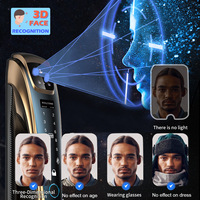 Serrure Intelligente HanDaily de Qualité Supérieure Couleur Or, Verrou de Porte Intelligent Tuya avec Reconnaissance Faciale, Empreinte Digitale et Caméra pour la Maison