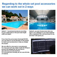 Ensemble complet d'équipements de piscine Water Faery en gros avec accessoires en acier, pompe à chaleur et bloc de départ