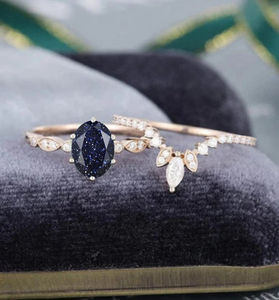 Belle bague en pierre de grès bleue, bague en argent 925, bague en pierre de grès bleue pour femmes - Product Image 2