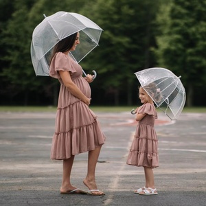 Clear Transparent Bubble <b>Umbrella</b> with Straight Bone PVC Manual Crook Handle Windproof Advertising Outdoor Use - Product Image 1