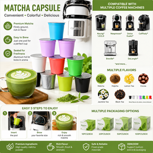 แคปซูลมัทฉะออร์แกนิก USDA สำหรับเครื่องชงกาแฟ Keurig ชาเขียวอุดมด้วยสารต้านอนุมูลอิสระ ไม่เติมน้ำตาล ปราศจากกลูเตน ชงดื่มได้ครั้งเดียว ช่วยเพิ่มพลังยามเช้า - Product Image 1
