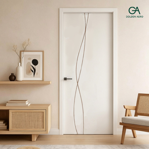 Golden Aero GA-31L Solid Wood Interior Door With Curve Groove Modern Design For Bedroom Apartment Villa - Product Image 2