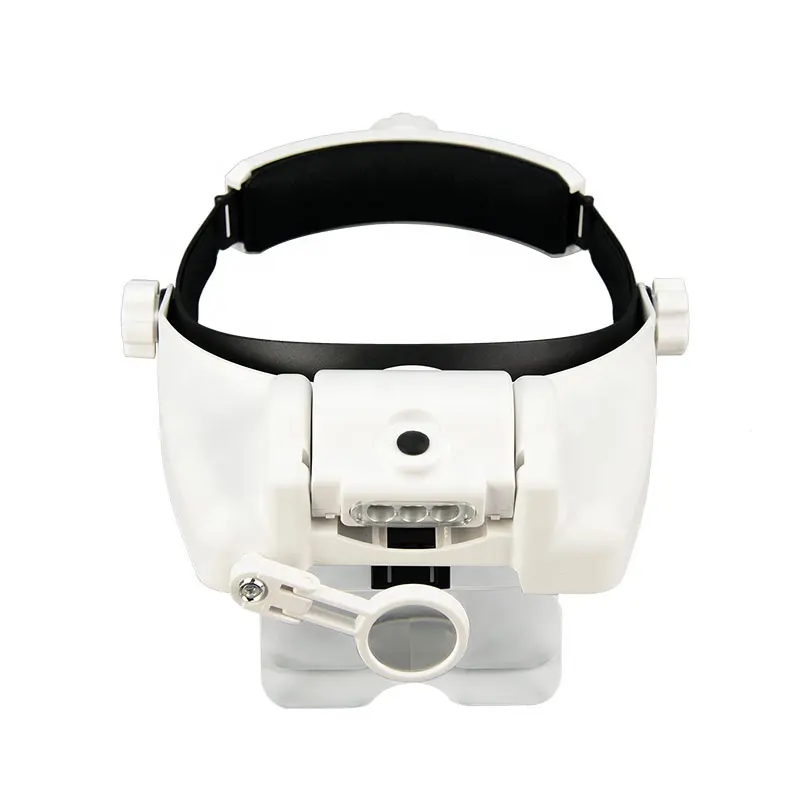 LED Helm Kaca Pembesar dengan 5 Lensa Kepala Pembesar MG82000M Kaca Pembesar Adjustable Magnifier Perhiasan Pembesar